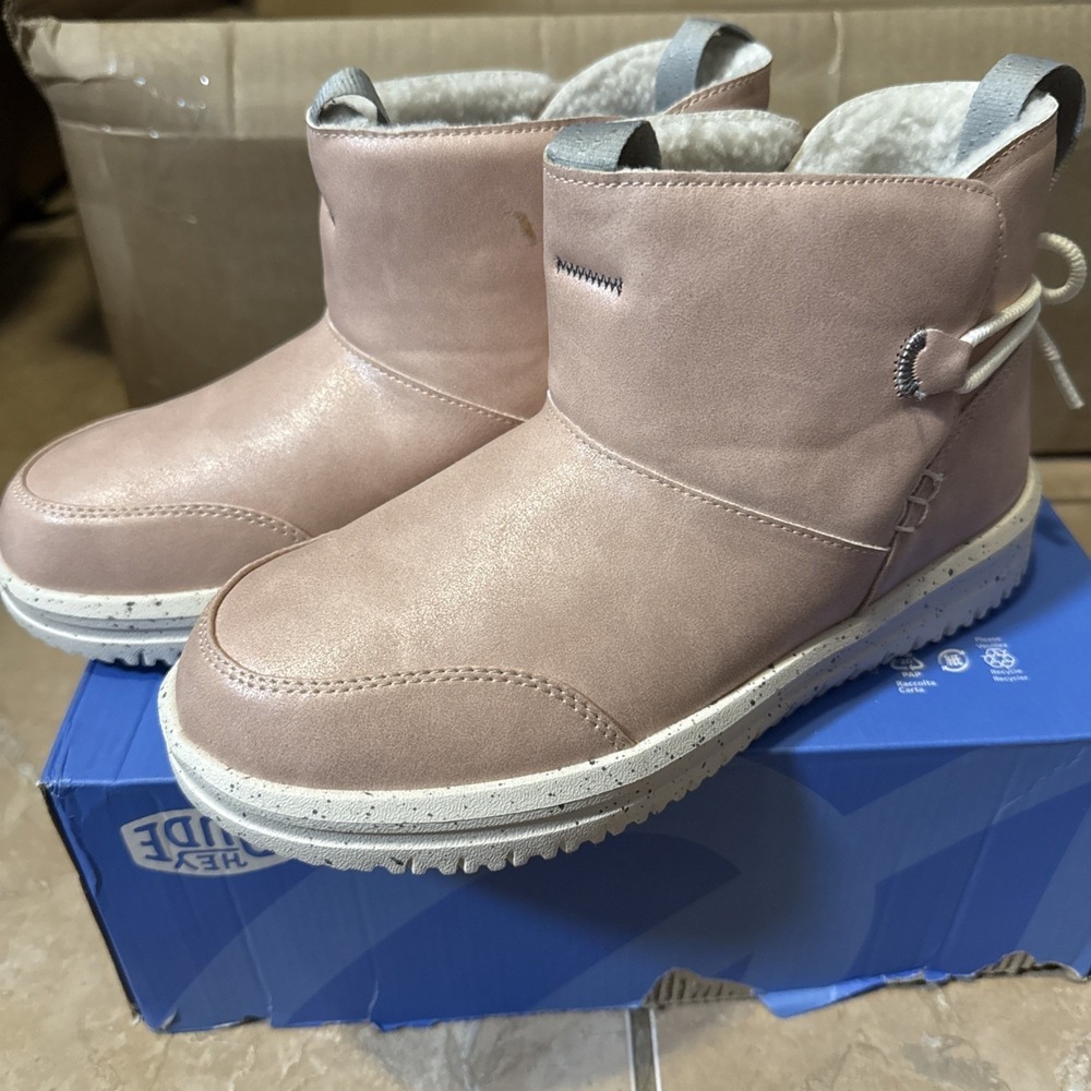 Hey Dude Camden Bow Boot Y Cozy Sparkle Pink Girls Size J4 44232-6VG Ankle Boots